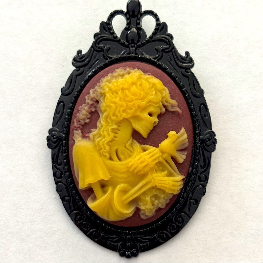 Skeleton Lady Victorian Pendant Brooch, Handmade, NWT